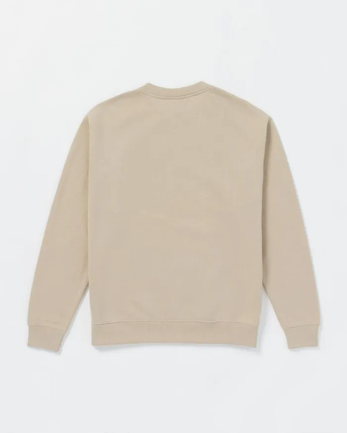 Watanite Crew Sweatshirt 8211 Light Khaki Mens Volcom Hoodies and Sweatshirts