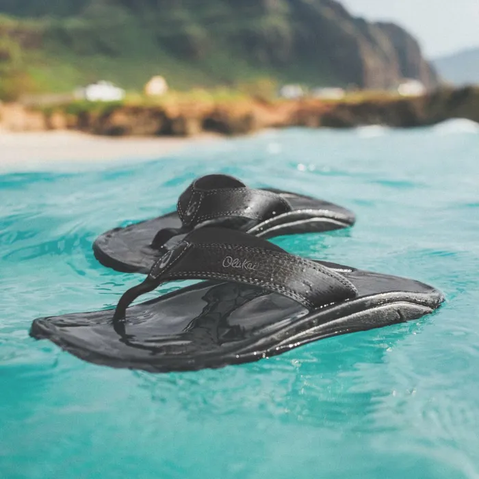 WaterFriendly Men Olukai Ohana Best Selling Beach Sandals 8211 Black