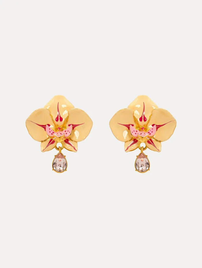 Watercolor Orchid ClipOn Earrings Ivory Multi Women Oscar De La Renta Earrings Watercolor Orchid ClipOn Earrings Ivory Multi Women Oscar De La Renta Earrings