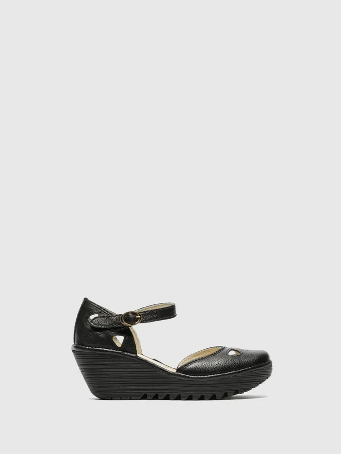 Wedge Sandals YUNA BLACK Women Fly London Sandals