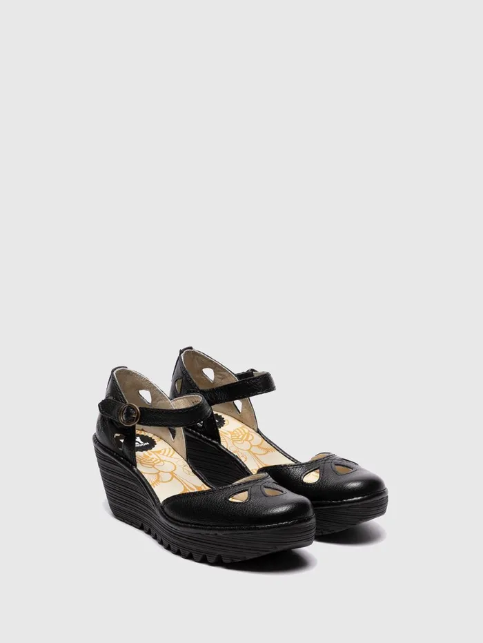 Wedge Sandals YUNA BLACK Women Fly London Sandals
