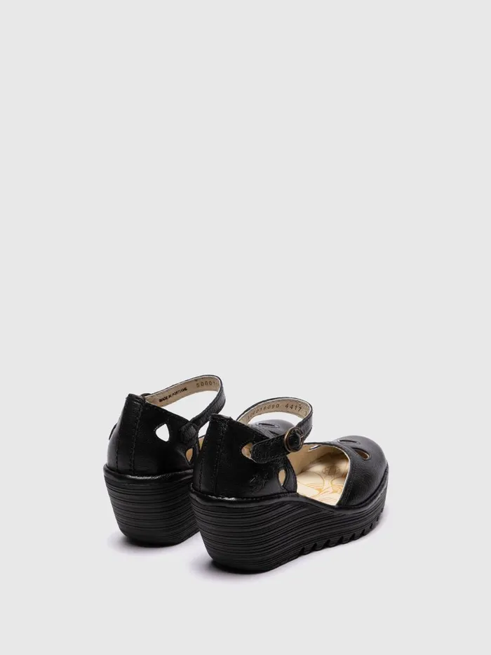 Wedge Sandals YUNA BLACK Women Fly London Sandals
