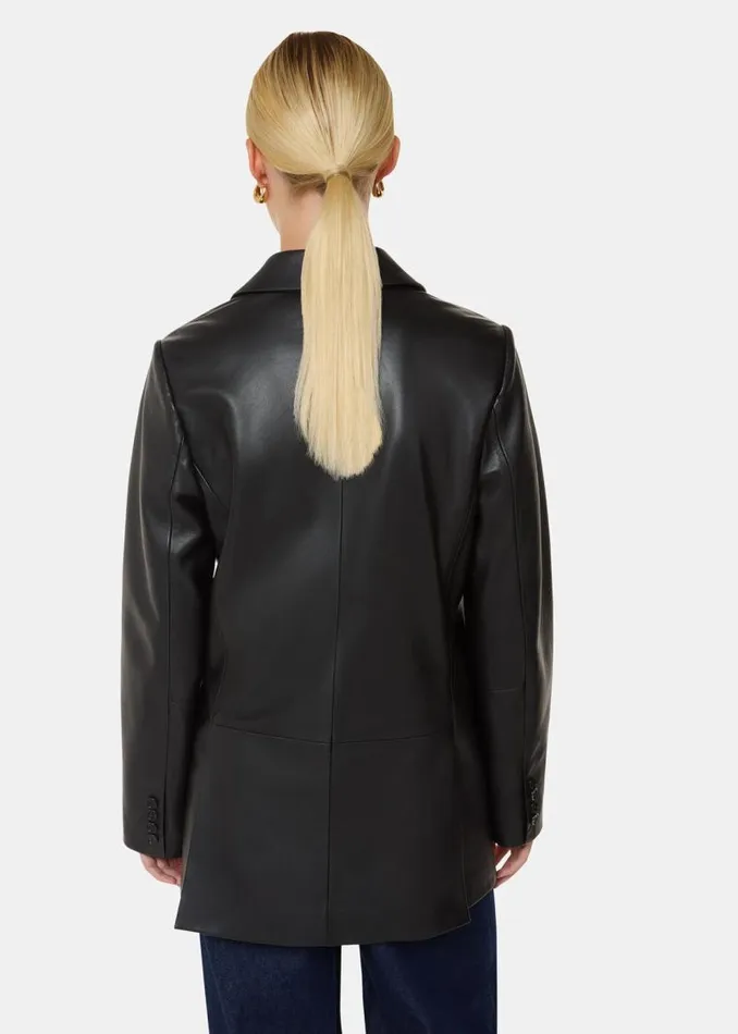 Whistles Coats and Jackets Black Aliza Waisted Leather Blazer 8211 Women