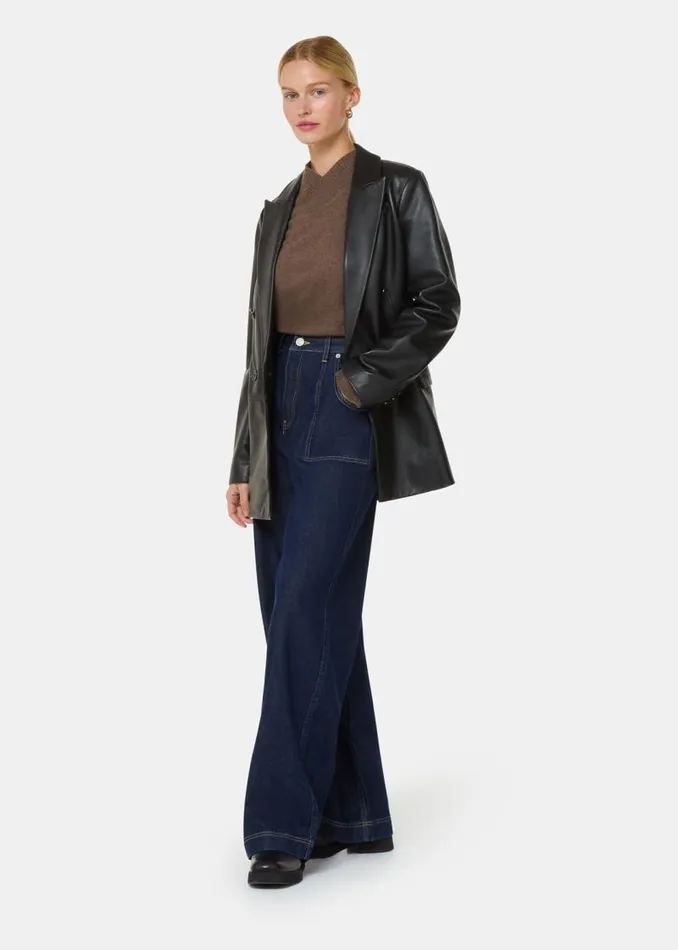 Whistles Coats and Jackets Black Aliza Waisted Leather Blazer 8211 Women