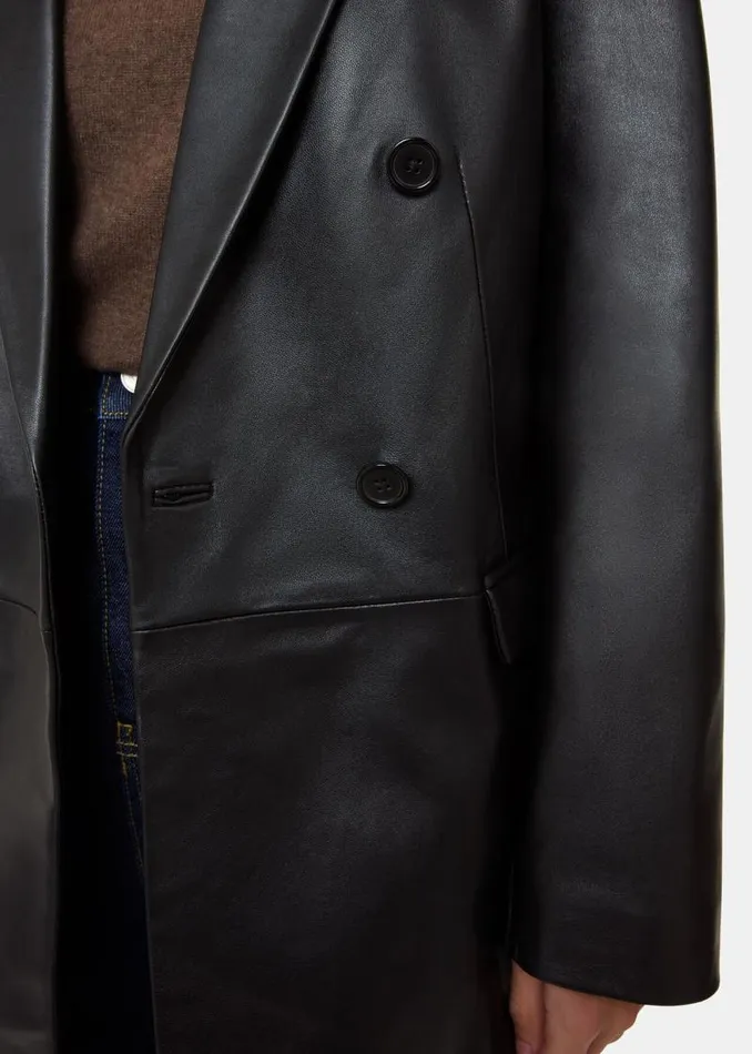 Whistles Coats and Jackets Black Aliza Waisted Leather Blazer 8211 Women