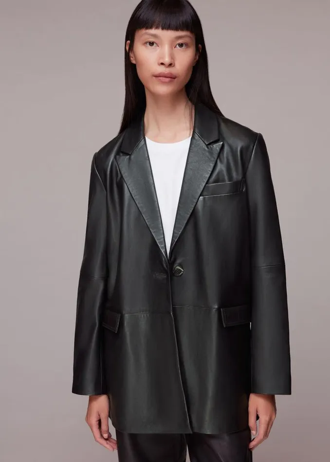 Whistles Coats and Jackets Black Stina Leather Blazer 8211 Women
