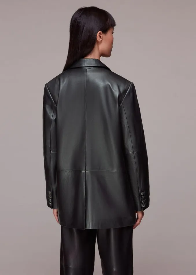 Whistles Coats and Jackets Black Stina Leather Blazer 8211 Women