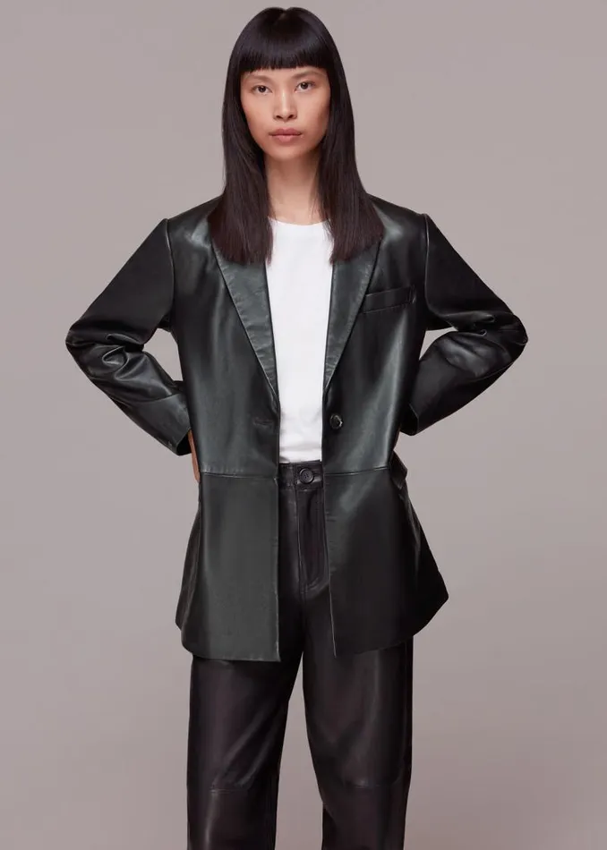 Whistles Coats and Jackets Black Stina Leather Blazer 8211 Women