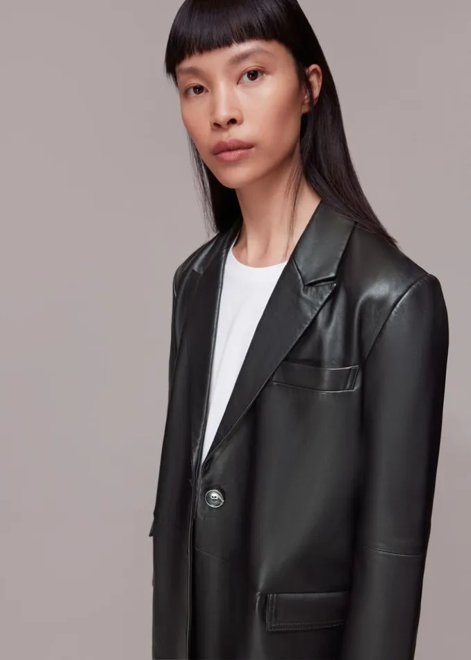 Whistles Coats and Jackets Black Stina Leather Blazer 8211 Women
