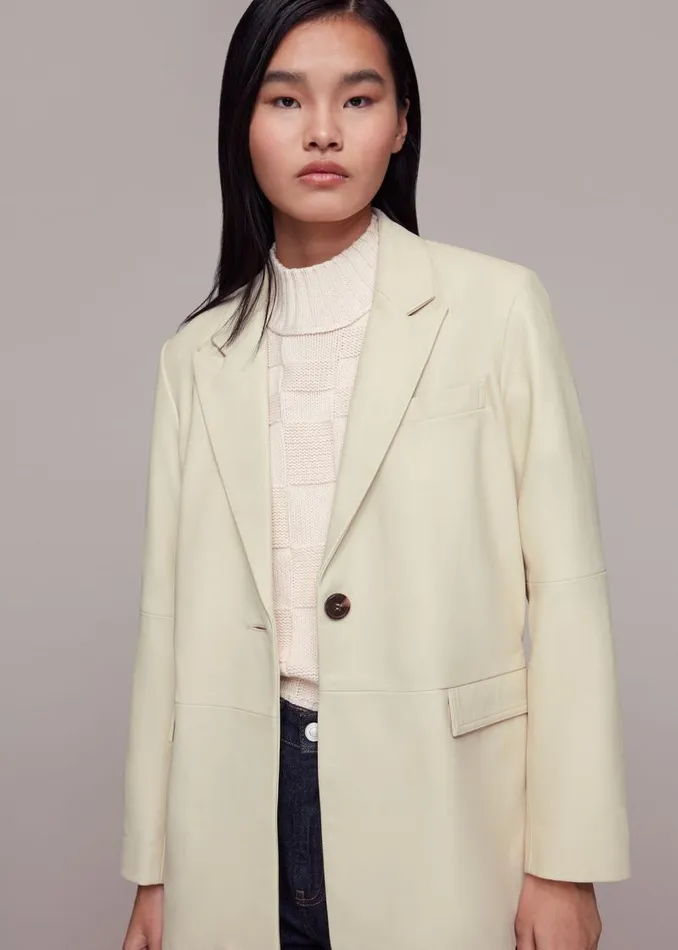 Whistles Coats and Jackets Ivory Stina Leather Blazer 8211 Women
