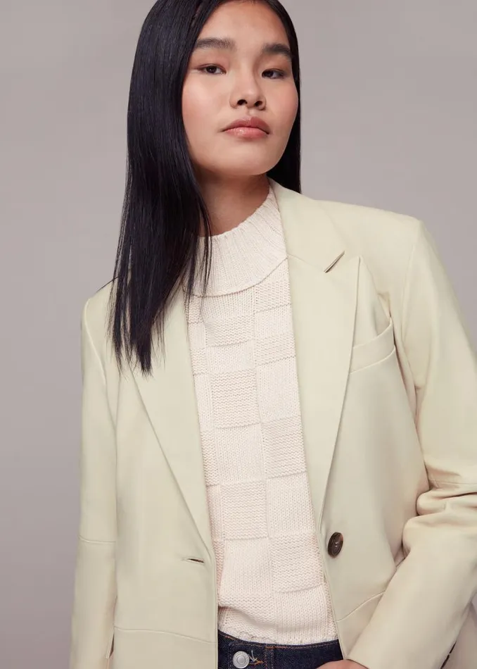 Whistles Coats and Jackets Ivory Stina Leather Blazer 8211 Women