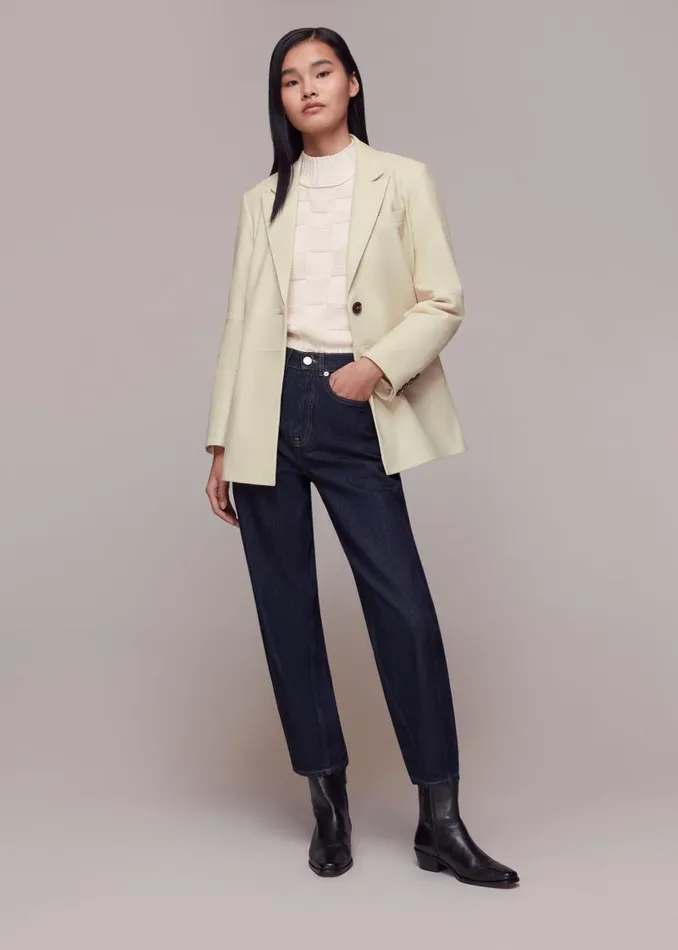 Whistles Coats and Jackets Ivory Stina Leather Blazer 8211 Women