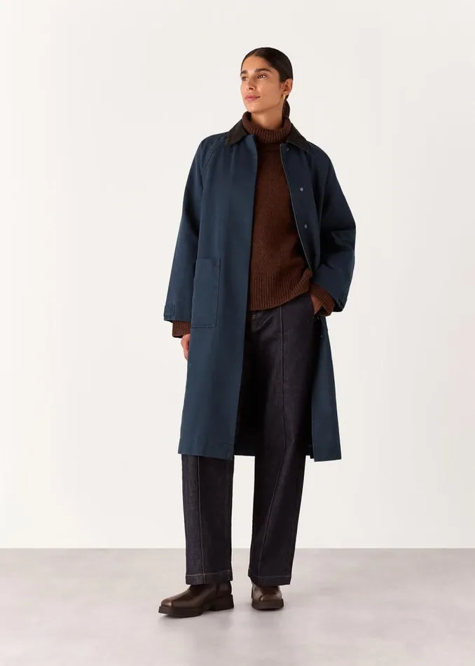 Whistles Coats and Jackets Navy Gabriella Waxed Overcoat 8211 Women