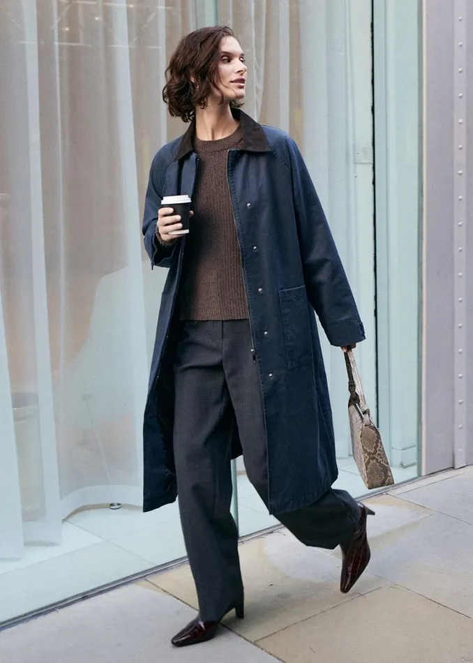 Whistles Coats and Jackets Navy Gabriella Waxed Overcoat 8211 Women