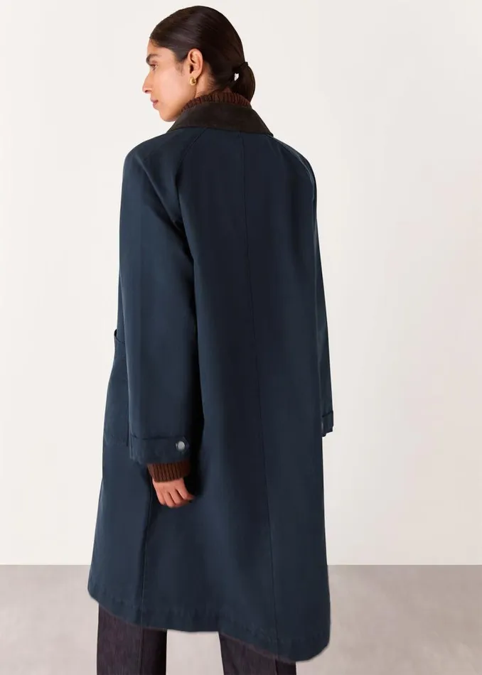 Whistles Coats and Jackets Navy Gabriella Waxed Overcoat 8211 Women