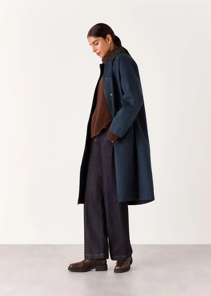 Whistles Coats and Jackets Navy Gabriella Waxed Overcoat 8211 Women