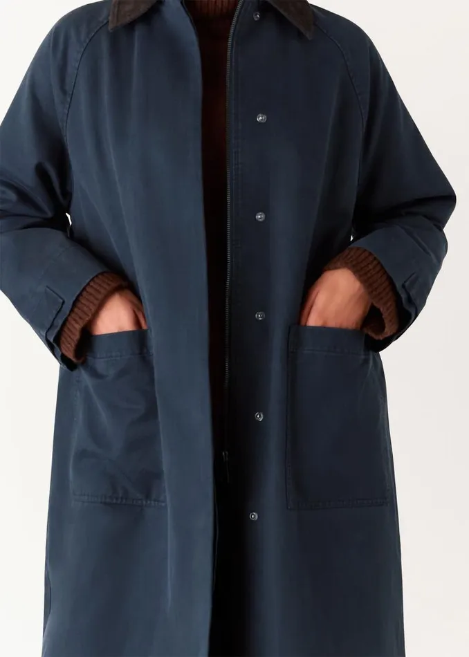 Whistles Coats and Jackets Navy Gabriella Waxed Overcoat 8211 Women