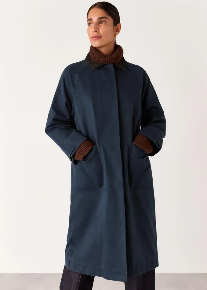 Whistles Coats and Jackets Navy Gabriella Waxed Overcoat 8211 Women