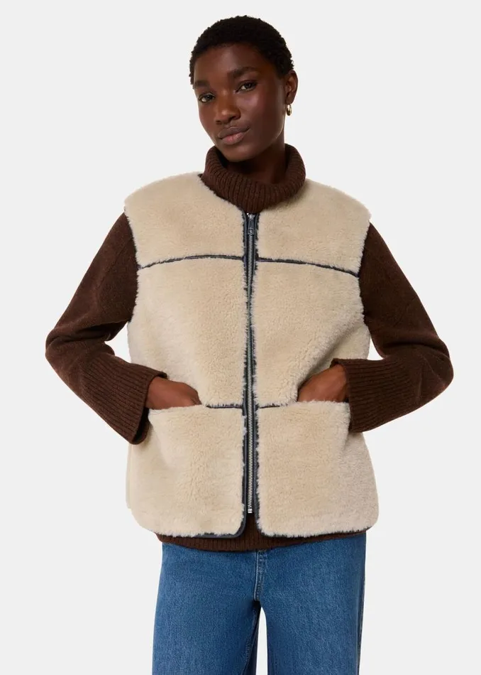 Whistles Coats and Jackets Neutral Rowena Faux Fur Waistcoat 8211 Women