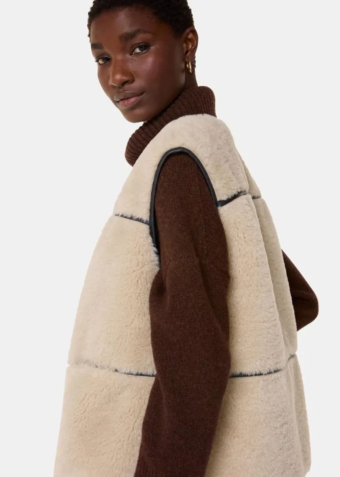 Whistles Coats and Jackets Neutral Rowena Faux Fur Waistcoat 8211 Women