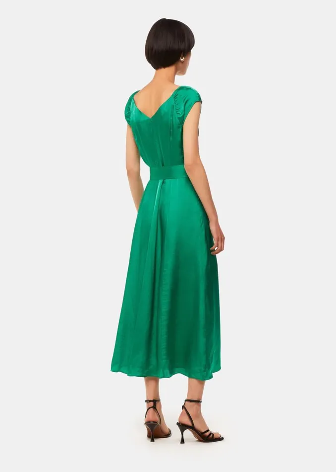 Whistles Dresses Green Arie Hammered Satin Midi Dress 8211 Women