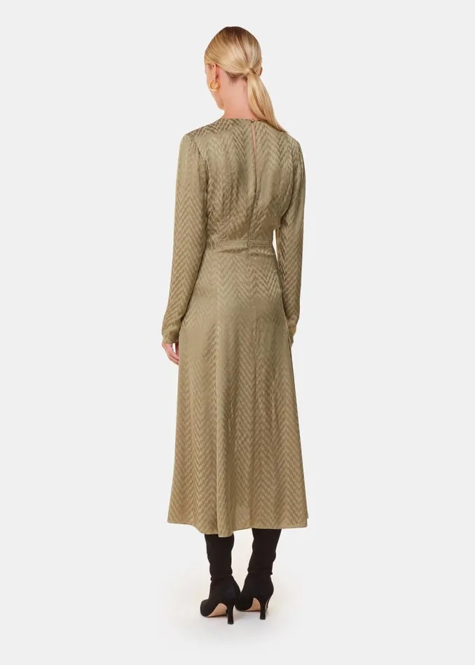 Whistles Dresses Khaki Jacquard Zig Zag Print Dress 8211 Women
