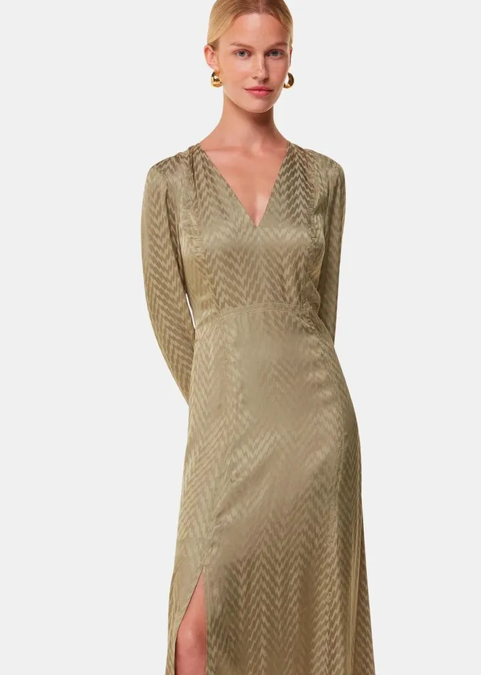 Whistles Dresses Khaki Jacquard Zig Zag Print Dress 8211 Women