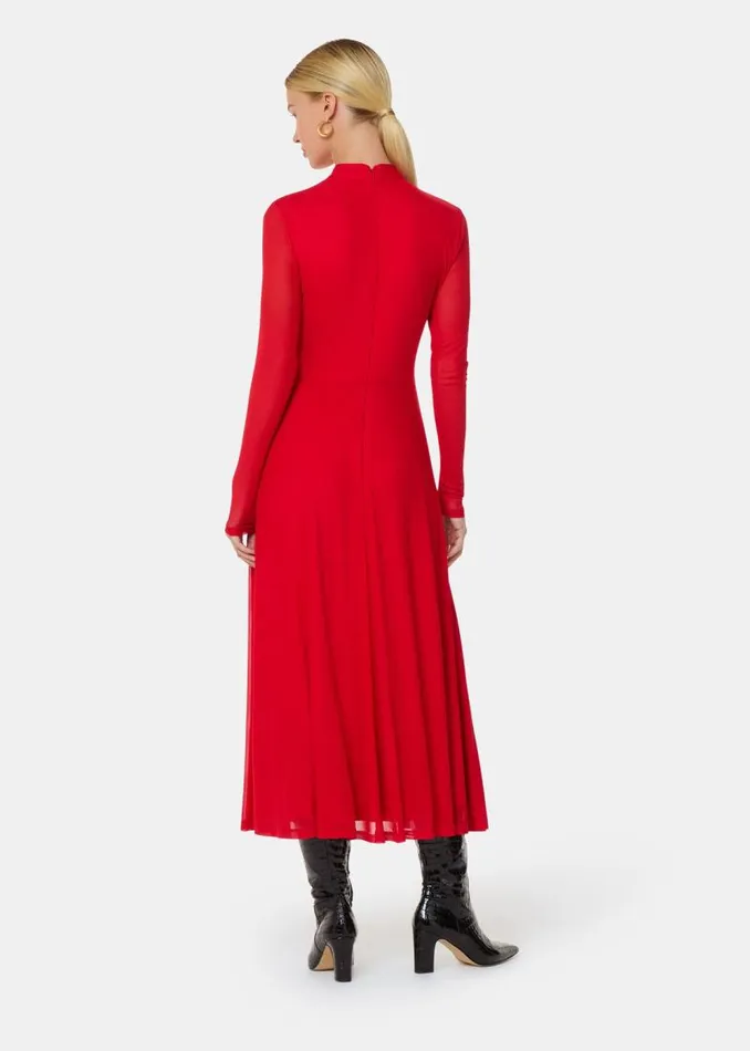 Whistles Dresses Red Arabella Ruched Mesh Dress 8211 Women