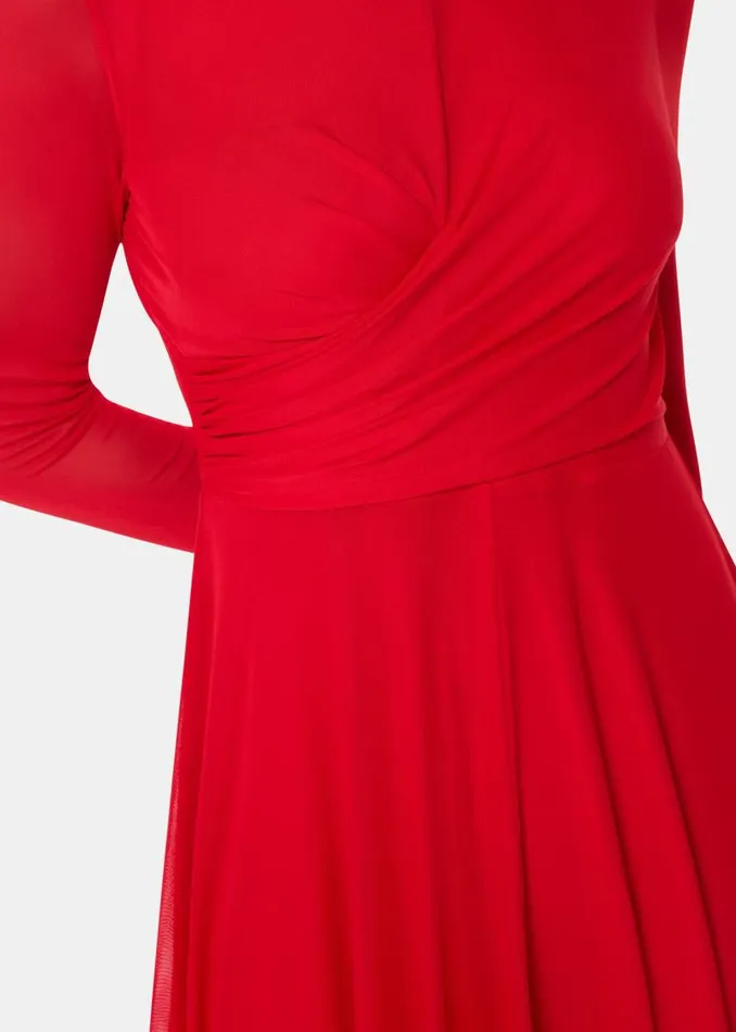 Whistles Dresses Red Arabella Ruched Mesh Dress 8211 Women