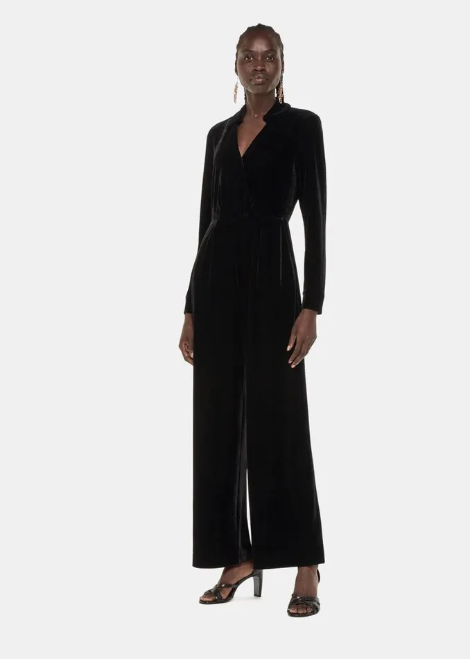 Whistles Jumpsuits Black Wrap Velvet Jumpsuit 8211 Women