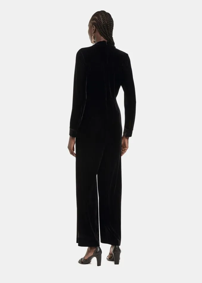 Whistles Jumpsuits Black Wrap Velvet Jumpsuit 8211 Women