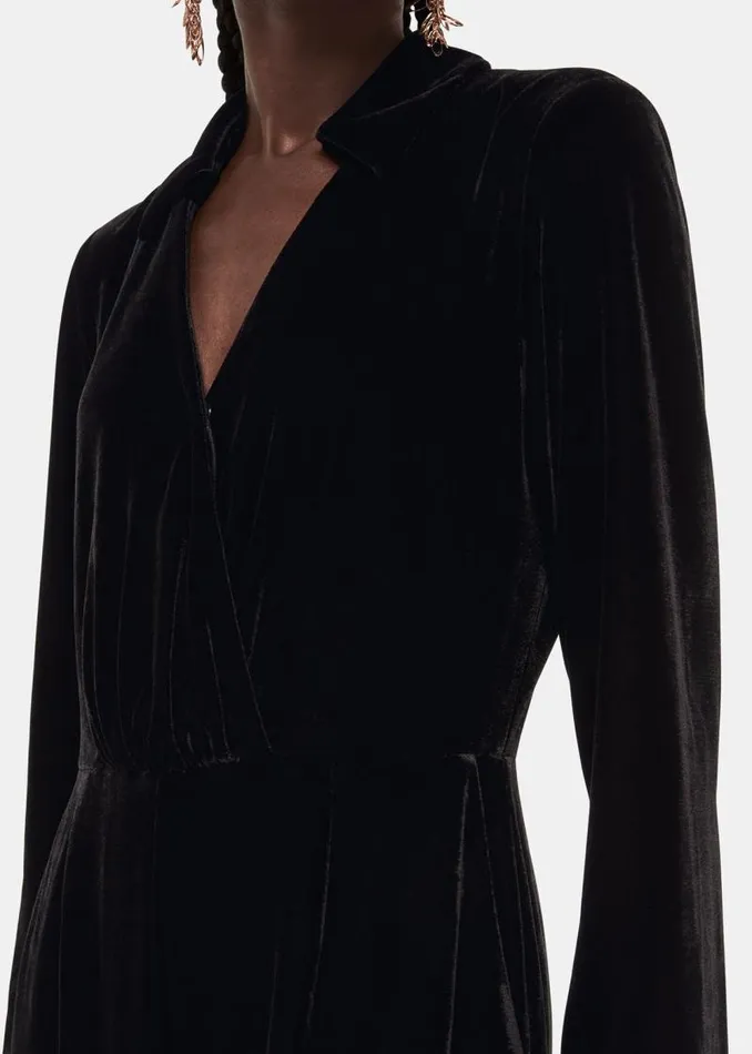 Whistles Jumpsuits Black Wrap Velvet Jumpsuit 8211 Women