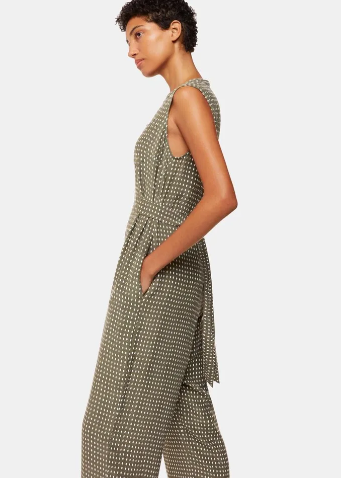 Whistles Jumpsuits Khaki Oval Spot Josie Jumpsuit 8211 Women