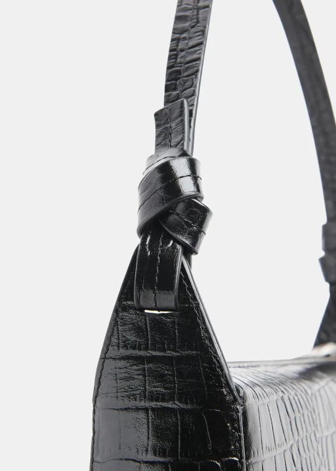 Whistles Leather Black Erica Croc Shoulder Bag 8211 Women
