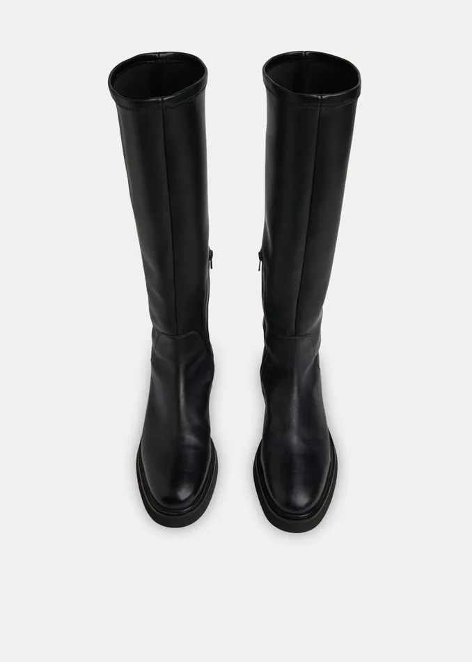 Whistles Leather Black Quin Stretch Knee High Boot 8211 Women