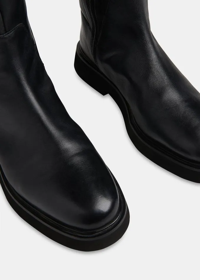 Whistles Leather Black Quin Stretch Knee High Boot 8211 Women
