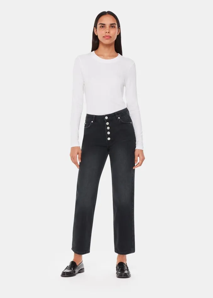 Whistles Pants Black Authentic Hollie Button Jean 8211 Women