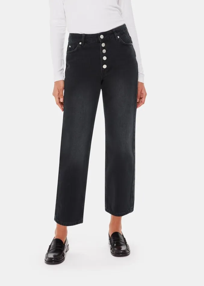 Whistles Pants Black Authentic Hollie Button Jean 8211 Women