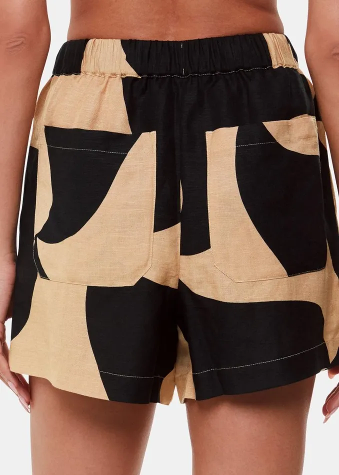 Whistles Pants Black Swirl Linen Blend Short 8211 Women
