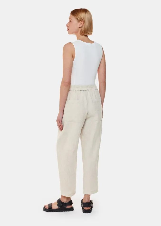 Whistles Pants Oatmeal Linen Barrel Leg Pants 8211 Women