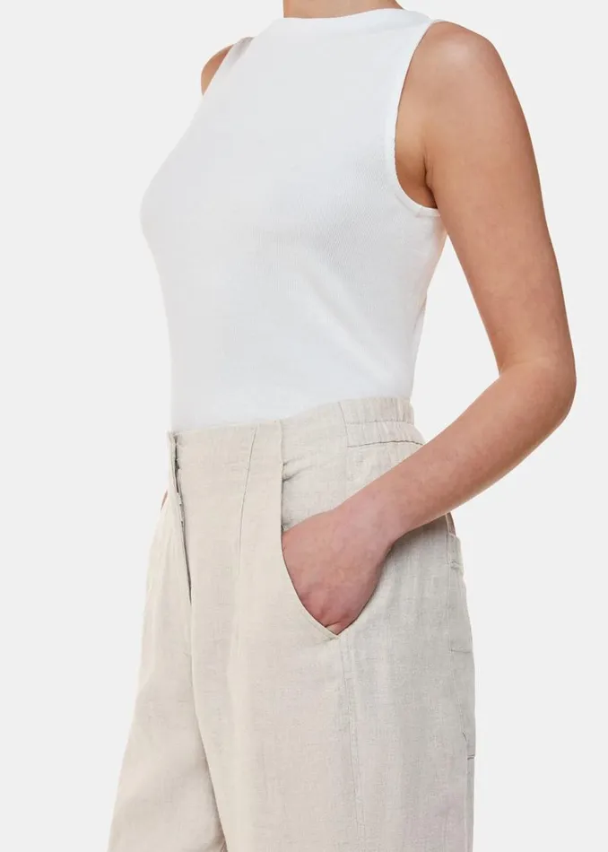 Whistles Pants Oatmeal Linen Barrel Leg Pants 8211 Women