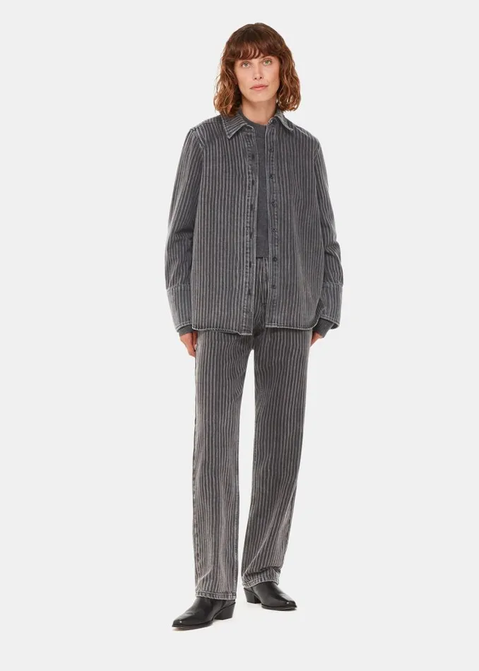 Whistles Pants Washed Stripe Straight Jean 8211 Women