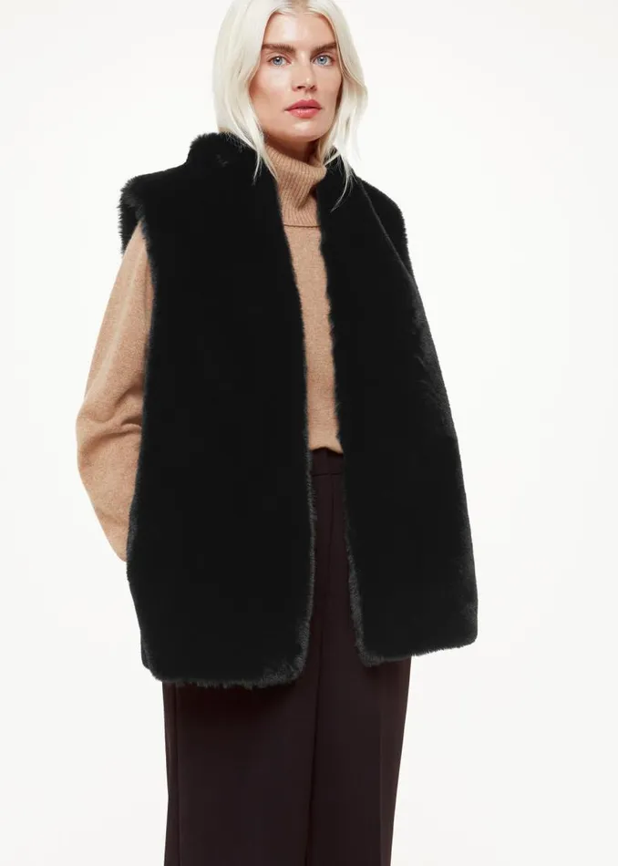 Whistles Petite Coats and Jackets Black Petite Faux Fur Gilet 8211 Women