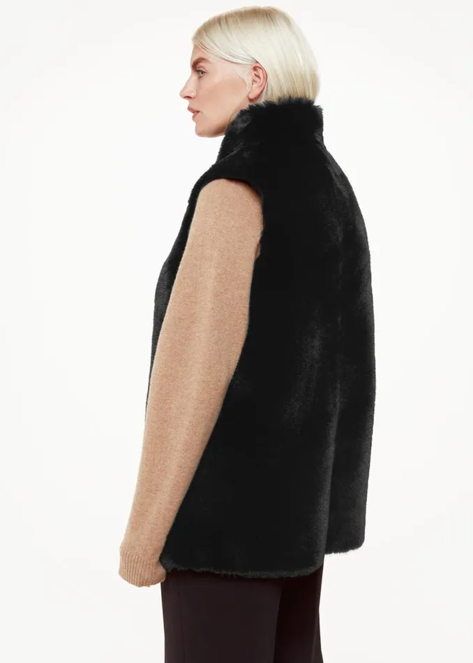 Whistles Petite Coats and Jackets Black Petite Faux Fur Gilet 8211 Women