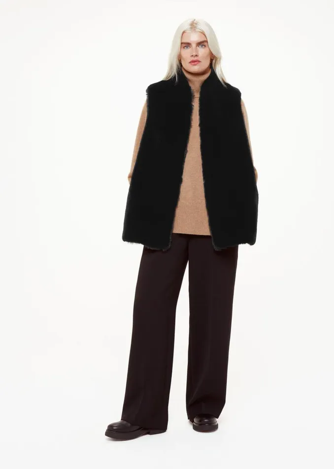 Whistles Petite Coats and Jackets Black Petite Faux Fur Gilet 8211 Women