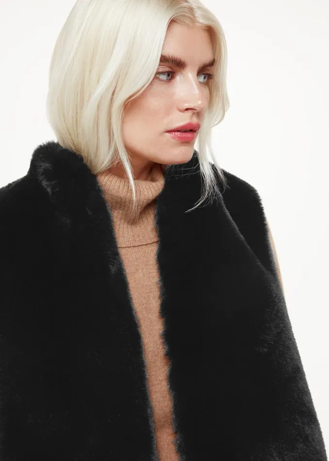 Whistles Petite Coats and Jackets Black Petite Faux Fur Gilet 8211 Women