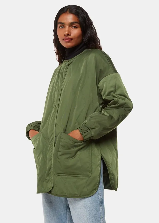 Whistles Petite Coats and Jackets Khaki Petite Esther Quilted Coat 8211 Women