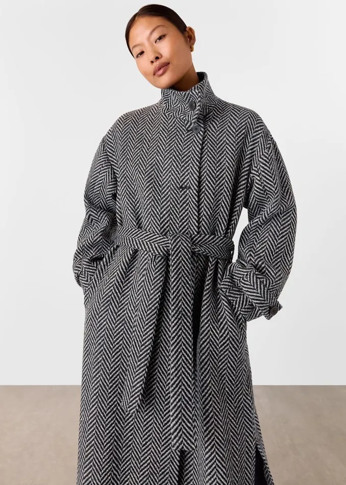 Whistles Petite Coats and Jackets Multicolour Petite Cosette Funnel Neck Coat 8211 Women