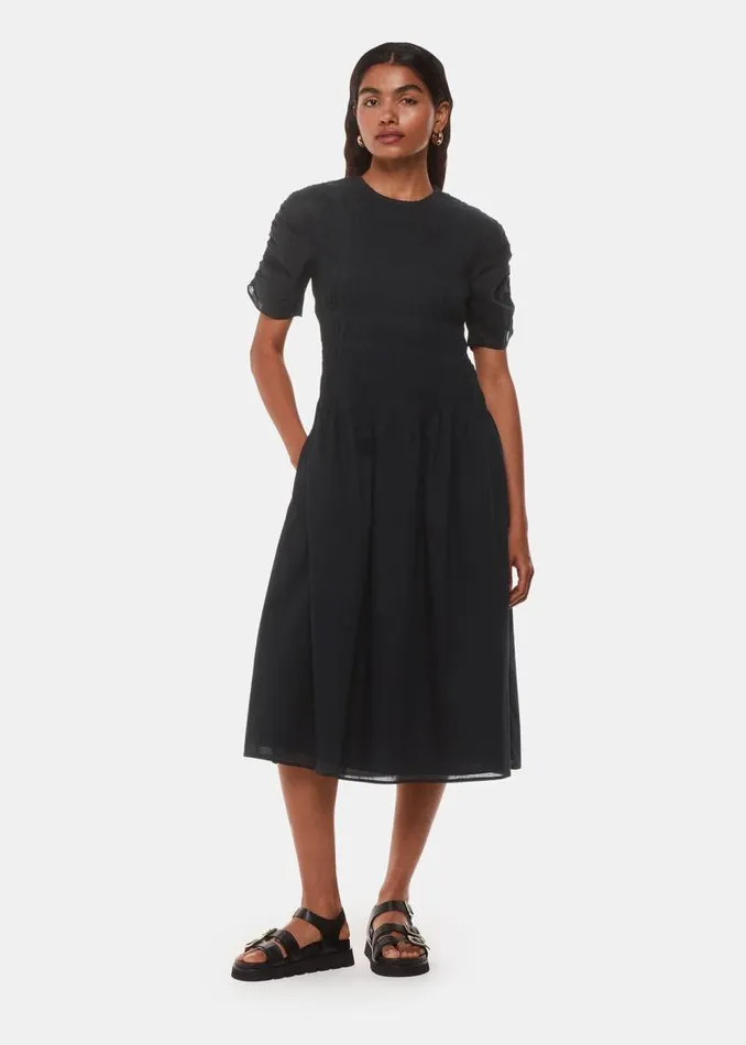 Whistles Petite Dresses and Jumpsuits Black Petite Avery Smocked Dress 8211 Women
