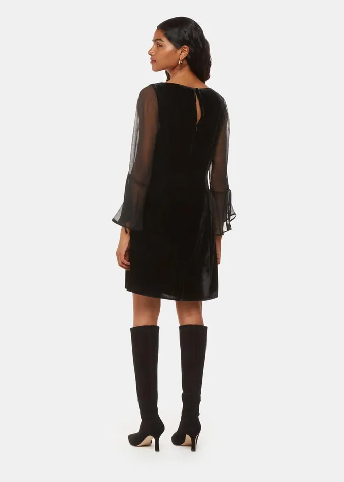 Whistles Petite Dresses and Jumpsuits Black Petite Myla Velvet Mini Dress 8211 Women